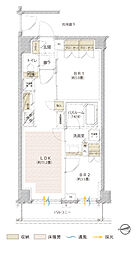 [B] ■廊下スペースを減らし空間効率を高めた2LDKプラン
■それぞれの居室に収納スペースを配置
■1418のゆったりしたバスルーム