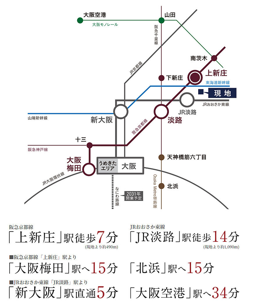 カサーレ上新庄ブライトマークス：交通図