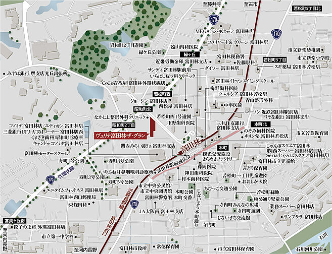 ヴェリテ富田林ザ・グラン 現地案内図