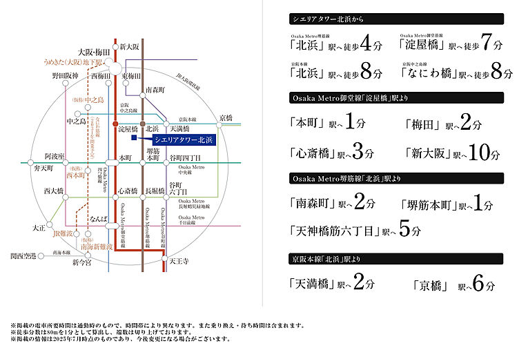 シエリアタワー北浜 アクセス図