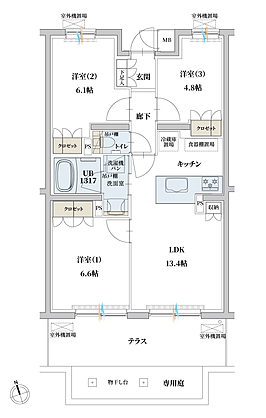 エンブル・パーク＆レジデンス駿河池田 間取り Dg
