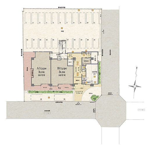 クラブスタイル神松寺 敷地配置図
