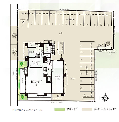 アルビオ・ガーデン北31条 敷地配置イメージCGイラスト