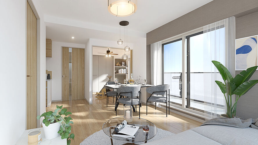 アルビオ・ガーデン北31条 Btype／リビング・ダイニング家具配置イメージ