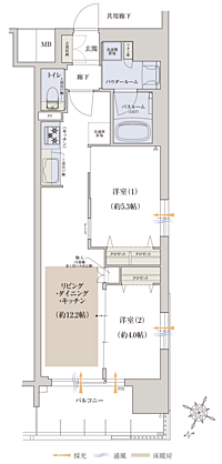 プレサンス ロジェ 大津京 レイクヴィラ 間取り A2