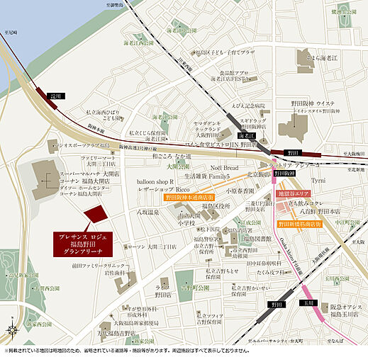 プレサンス ロジェ 福島野田グランアリーナ 現地案内図