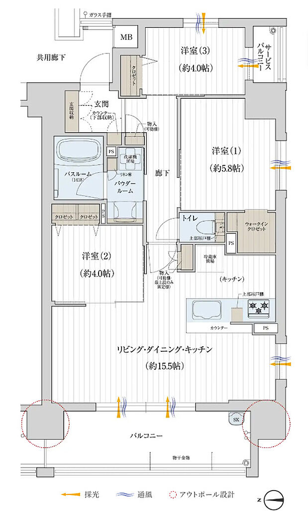 プレサンス ロジェ 鶴見緑地公園 フロント 間取り D
