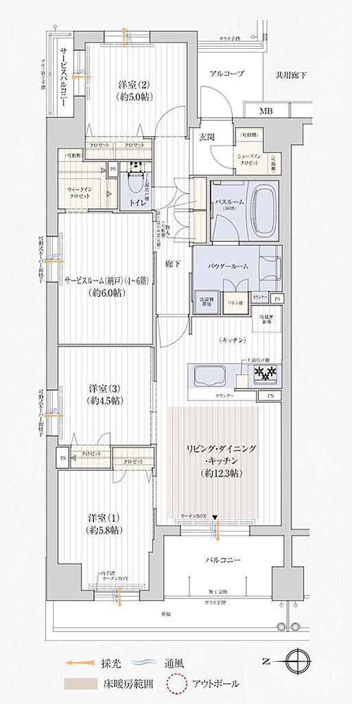 プレサンス ロジェ 京都御所西 桜雅邸 間取り J