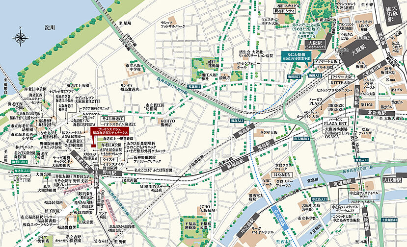 プレサンス ロジェ 福島海老江シティパークス 現地案内図
