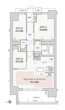 プレサンス ロジェ 尼崎猪名寺ステーションステージ 間取り A