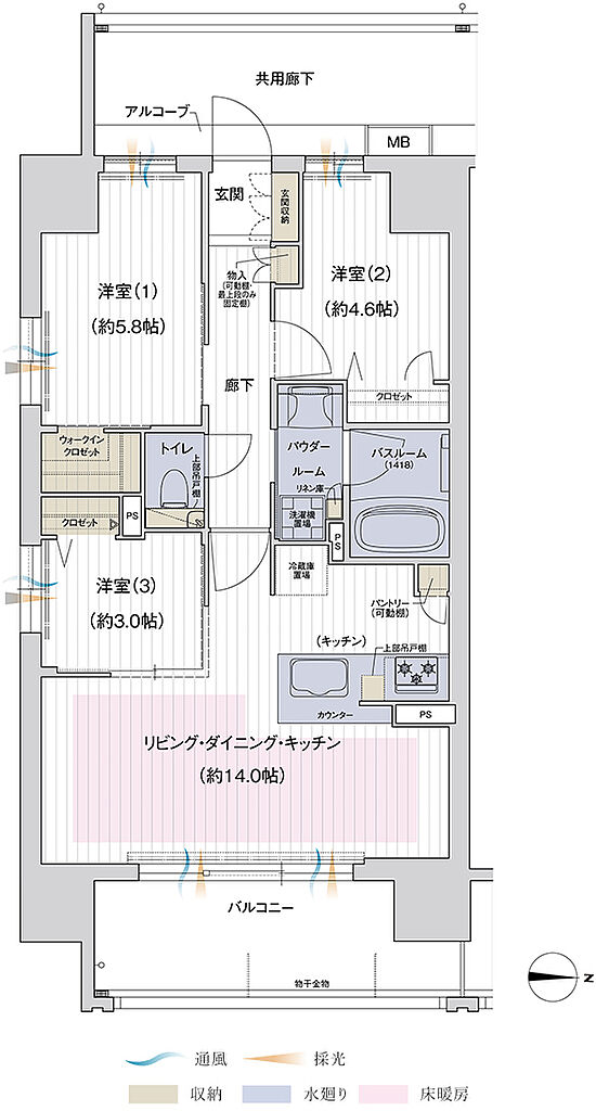 プレサンス ロジェ 喜連瓜破グランドウエスト ／  プレサンス ロジェ 喜連ミッドテラス 間取り 【喜連 ミッドテラス】A
