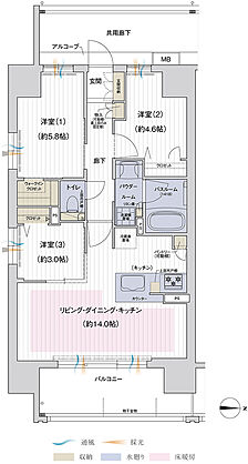 プレサンス ロジェ 喜連瓜破グランドウエスト ／  プレサンス ロジェ 喜連ミッドテラス 間取り 【喜連 ミッドテラス】A