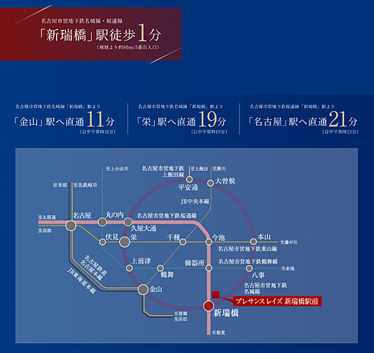 プレサンス レイズ 新瑞橋駅前 アクセス図