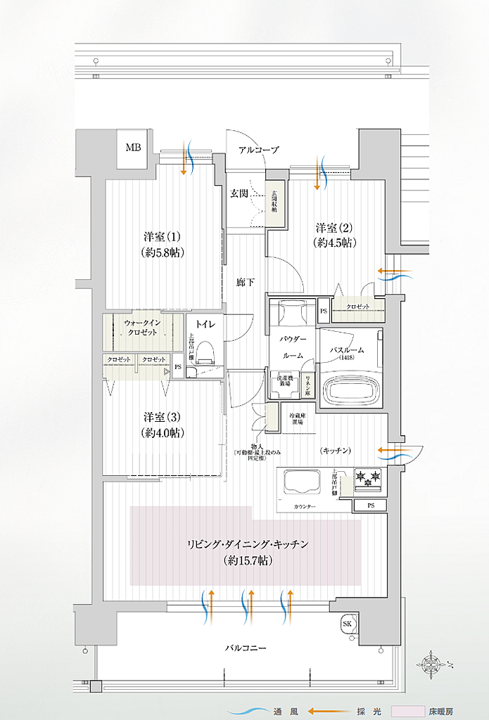 ソルプレサンス 南塚口フォレストフロント 間取り F