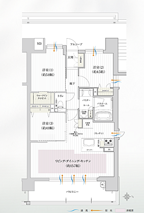 ソルプレサンス 南塚口フォレストフロント 間取り F