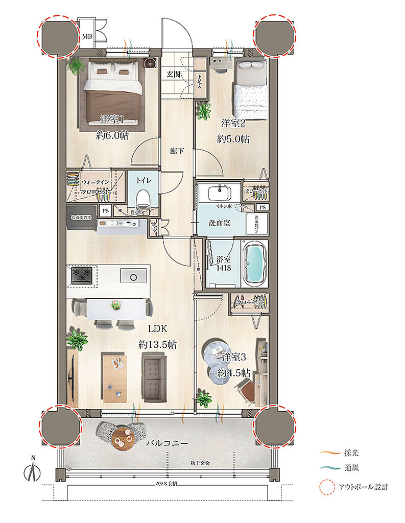 レクシア田迎サウスブライト 間取り B