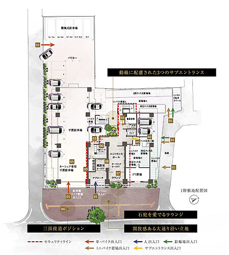 イノバス箱崎 1階敷地配置図