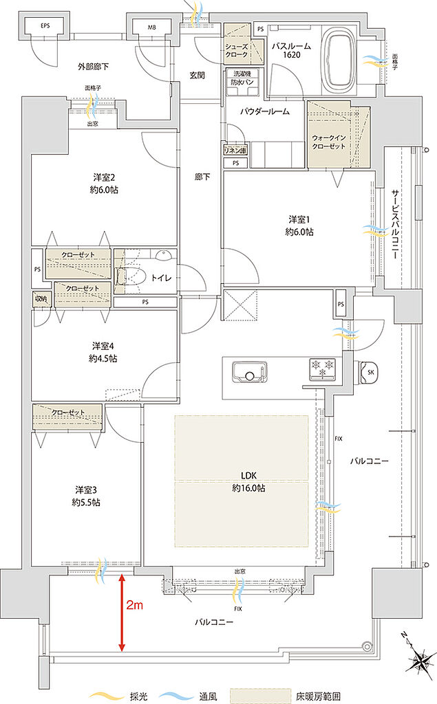 アクタス籠町グランミライ 間取り H
