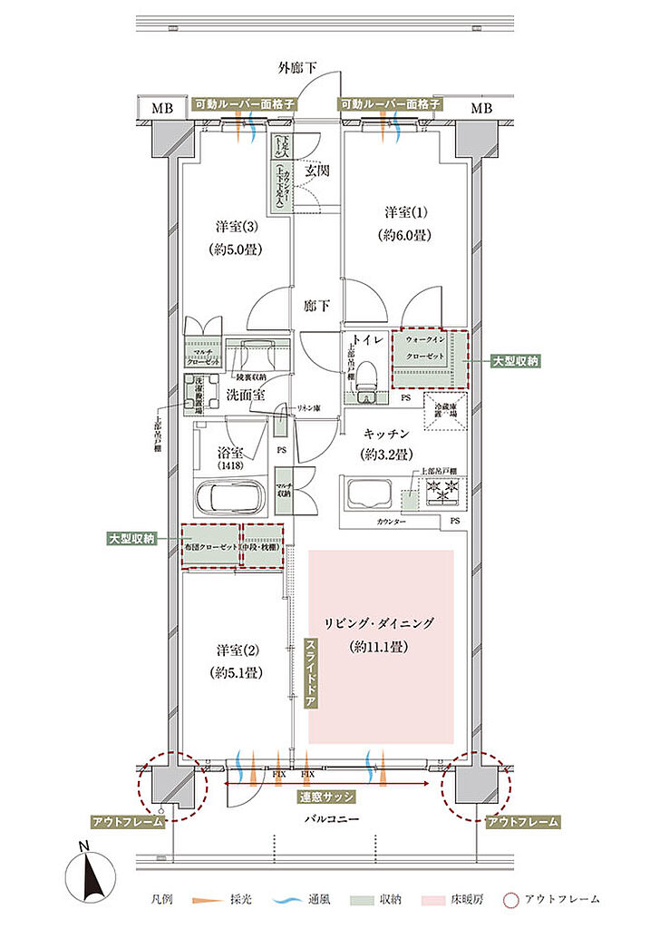 オーベル新松戸レジデンス 間取り N