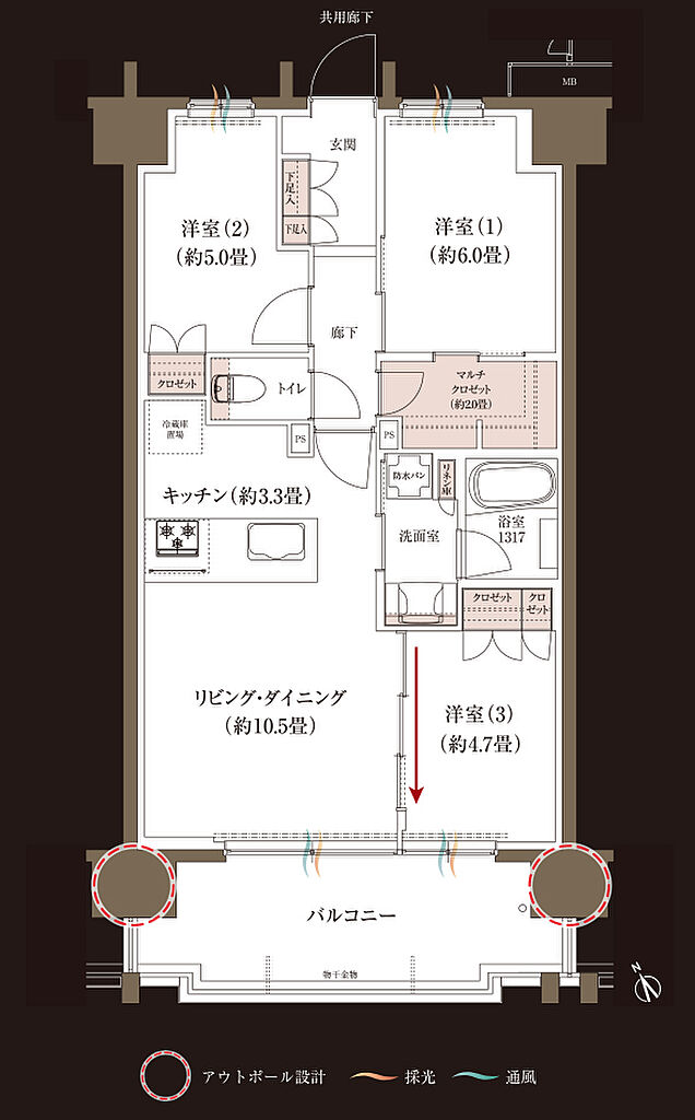 ブランシエラ大浦サンリヤン 間取り K1