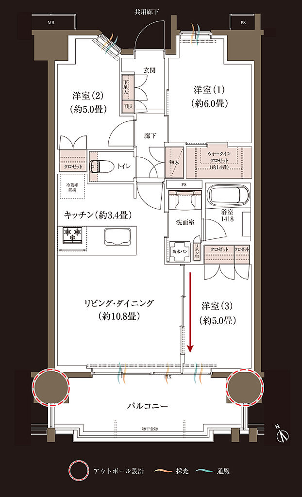 ブランシエラ大浦サンリヤン 間取り I'