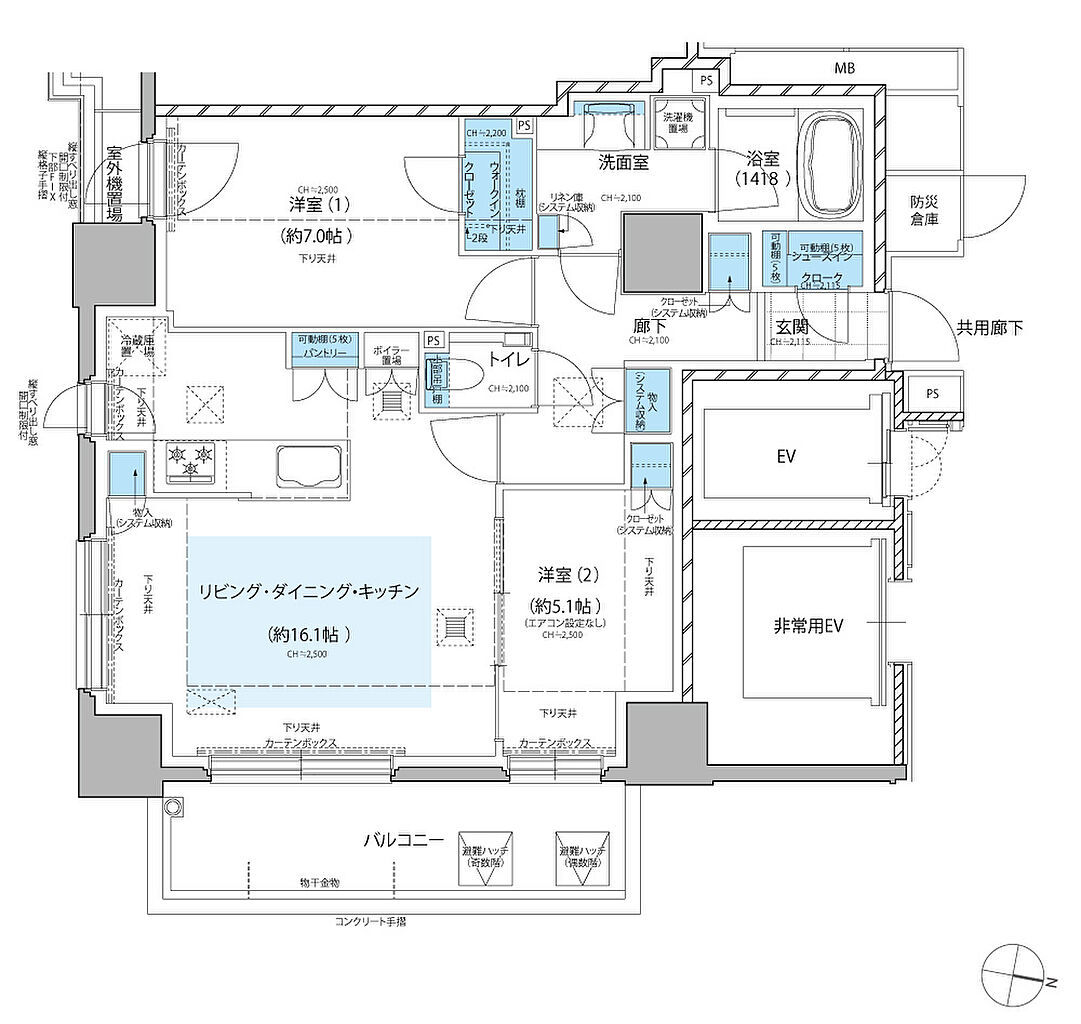 レ・ジェイド札幌大通ザ・タワー 間取り E2