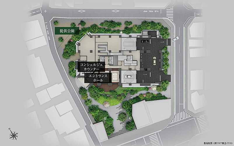 グランドヒルズ恵比寿 敷地配置・1階フロア概念イラスト
