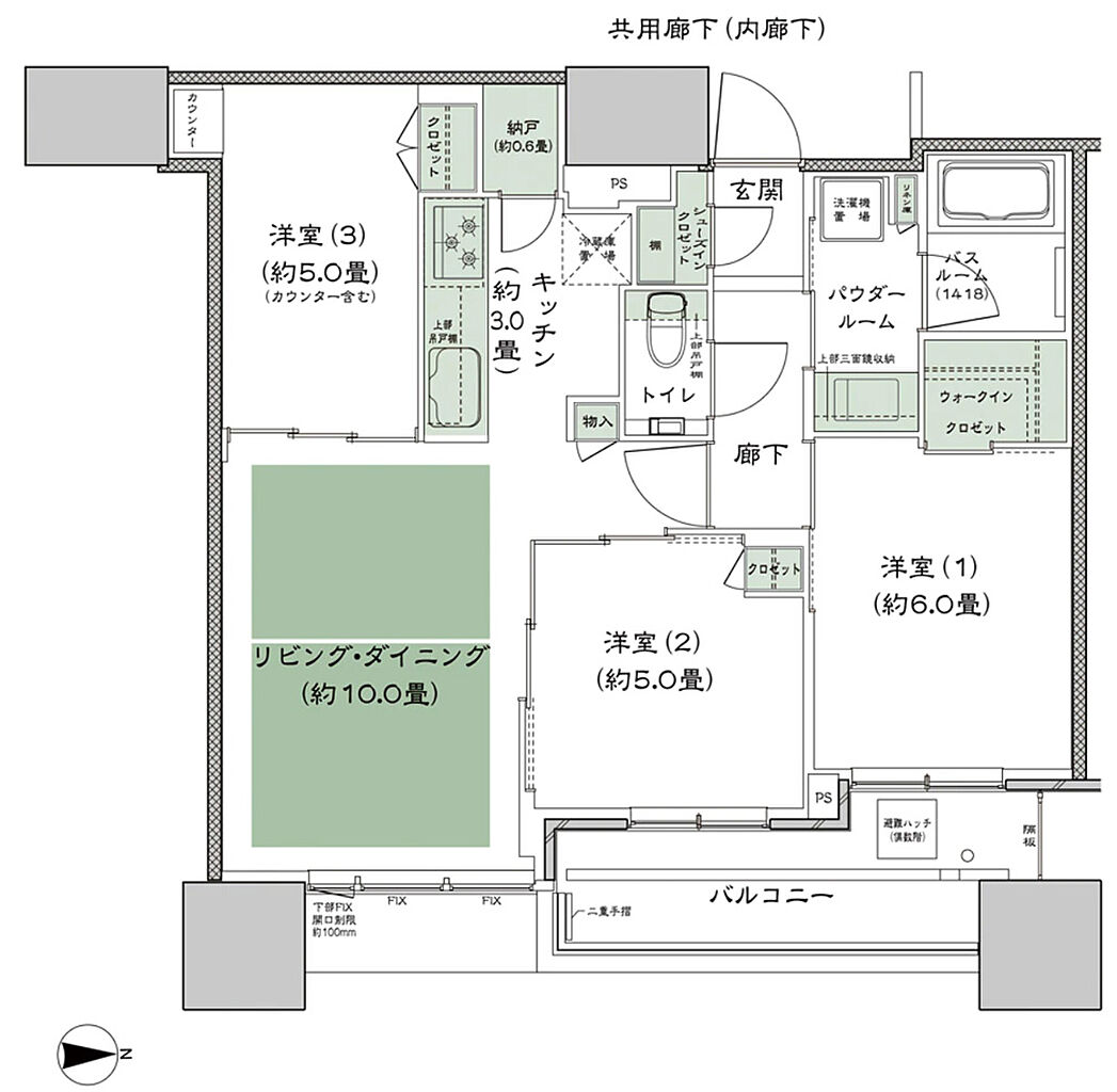 シティタワー大阪本町 間取り E-65I