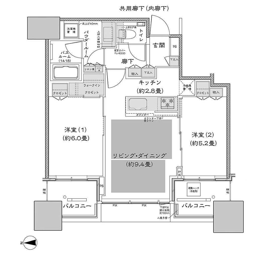 シティタワー大阪本町 間取り W-55C1