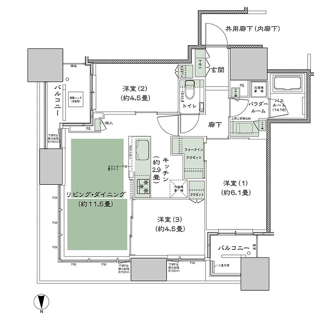 シティタワー大阪本町 間取り NE-65A2