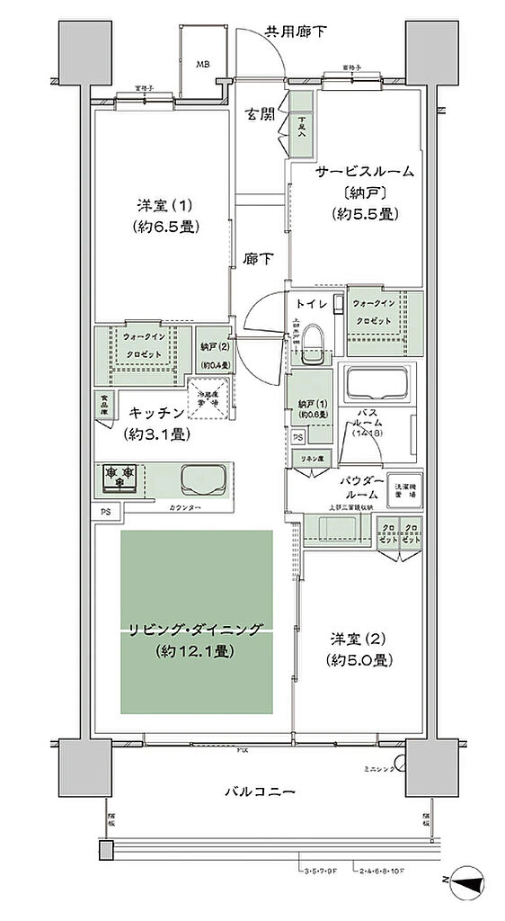 シティハウス堤通雨宮町 間取り B6-標準