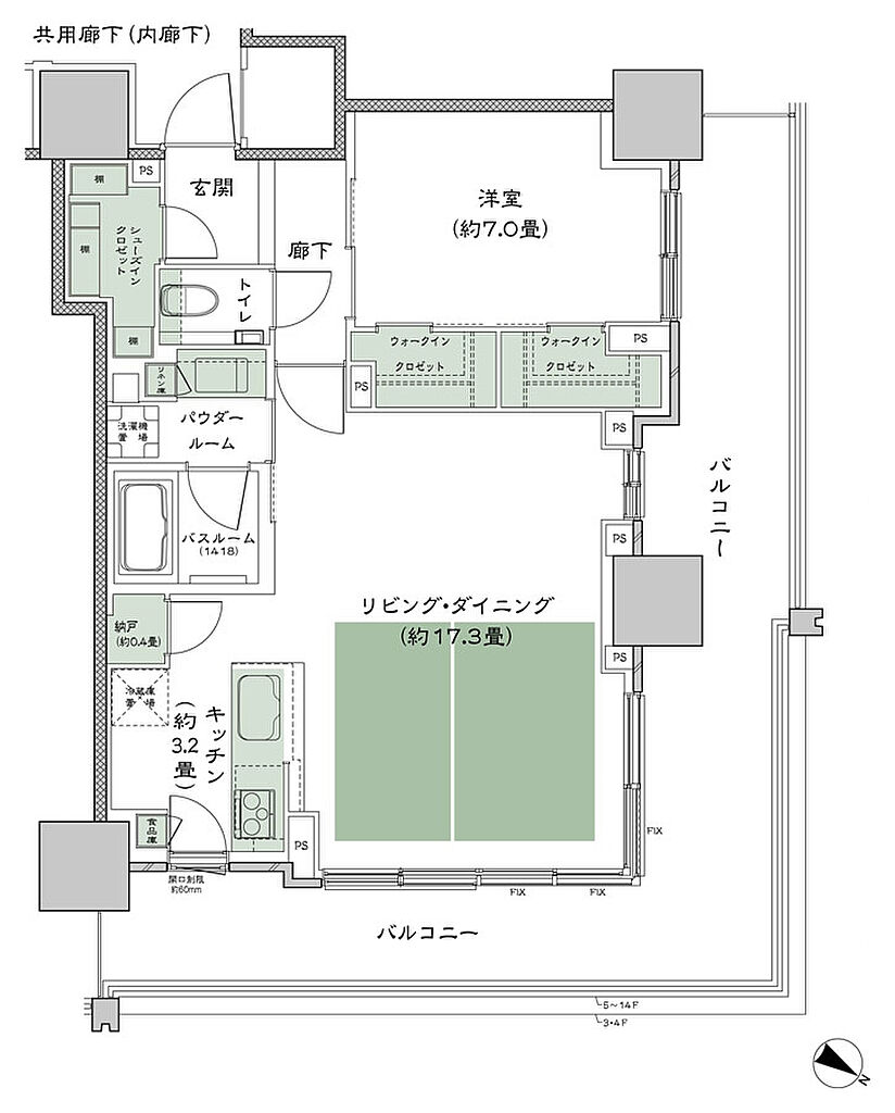 ベイシティタワーズ神戸 EAST 間取り E-65A-1(EI)
