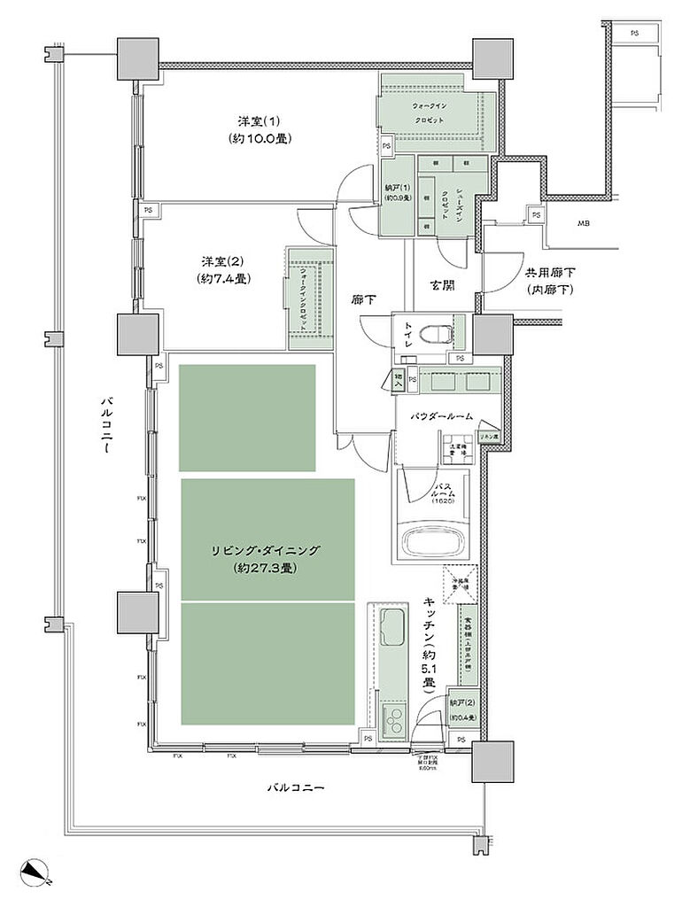 ベイシティタワーズ神戸 EAST 間取り E-115B-2(EX)