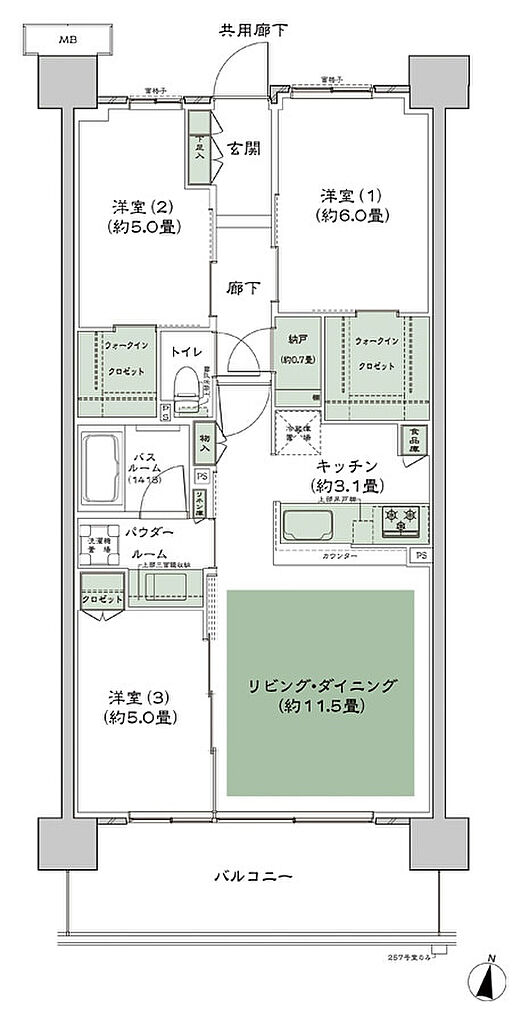 シティテラス湘南平塚 間取り E-B’
