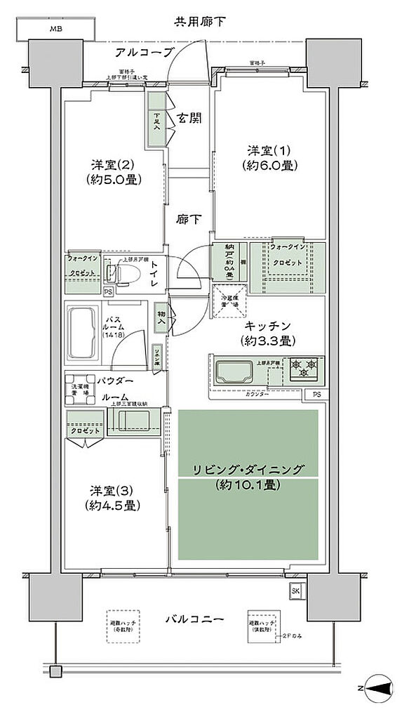 シティテラス若江岩田 間取り A-B3-標準