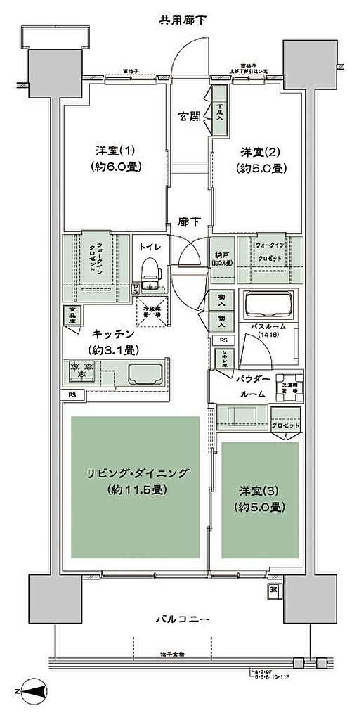シティハウス八千代緑が丘 間取り C-C1
