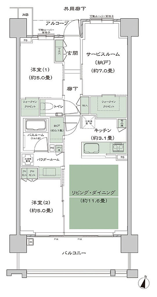 シティタワー青葉通一番町 間取り Eb