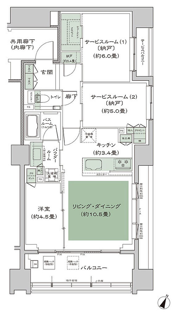 シティハウス横浜 間取り E3