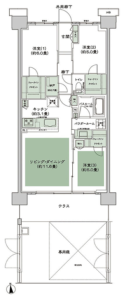 シティテラス多摩川 間取り F-J1g