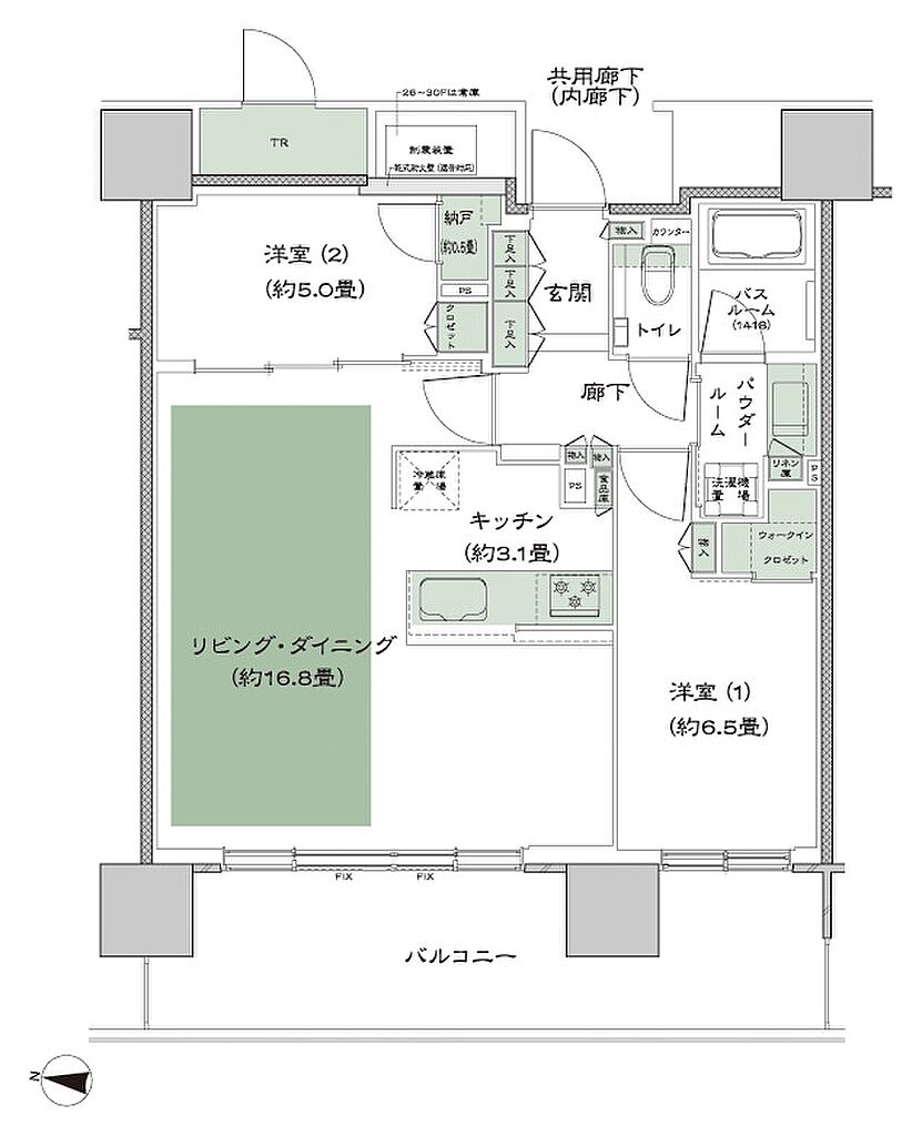 シティタワー綾瀬 間取り P2_LD拡大