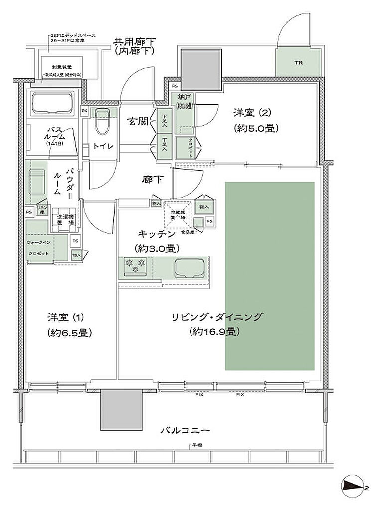 シティタワー綾瀬 間取り K-LD拡大