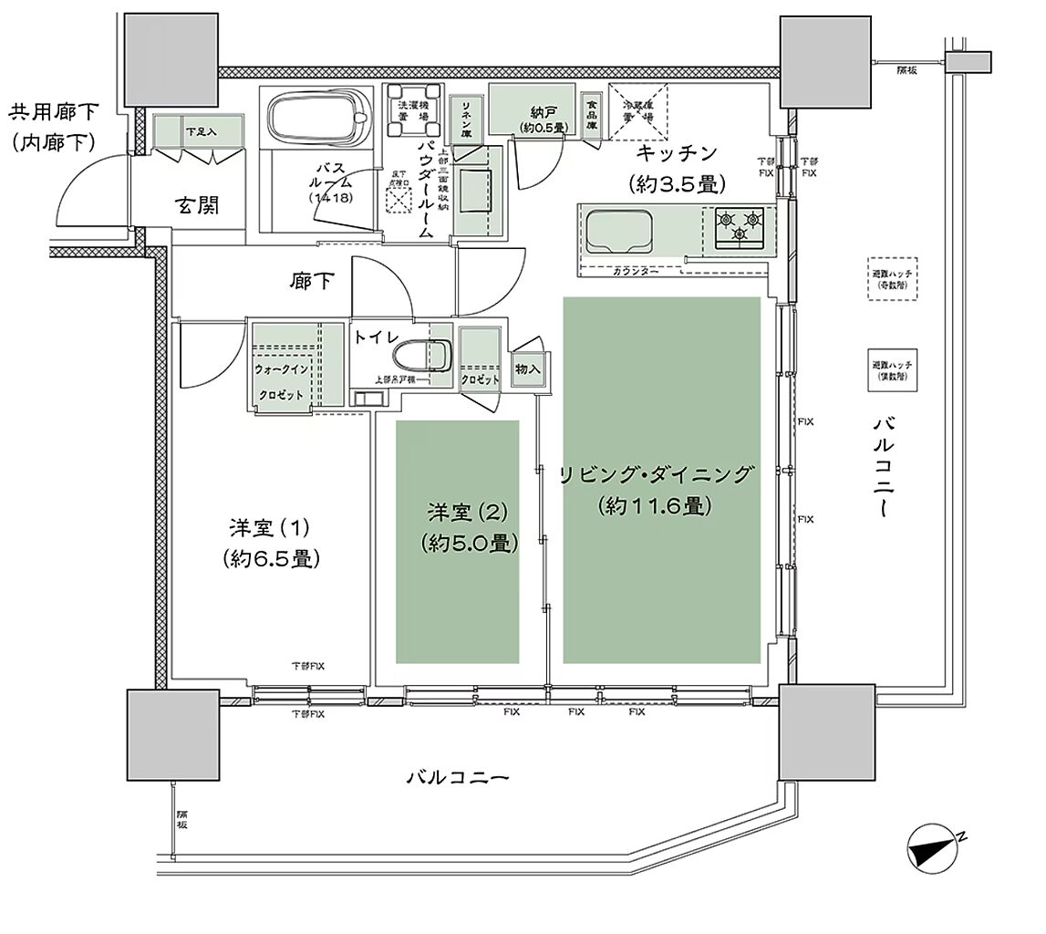 グランドシティタワー池袋 間取り E-60C-標準