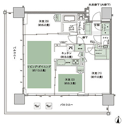 シティタワー古川橋 間取り F-3