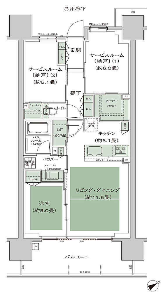 シティタワー名古屋東別院 間取り B'a