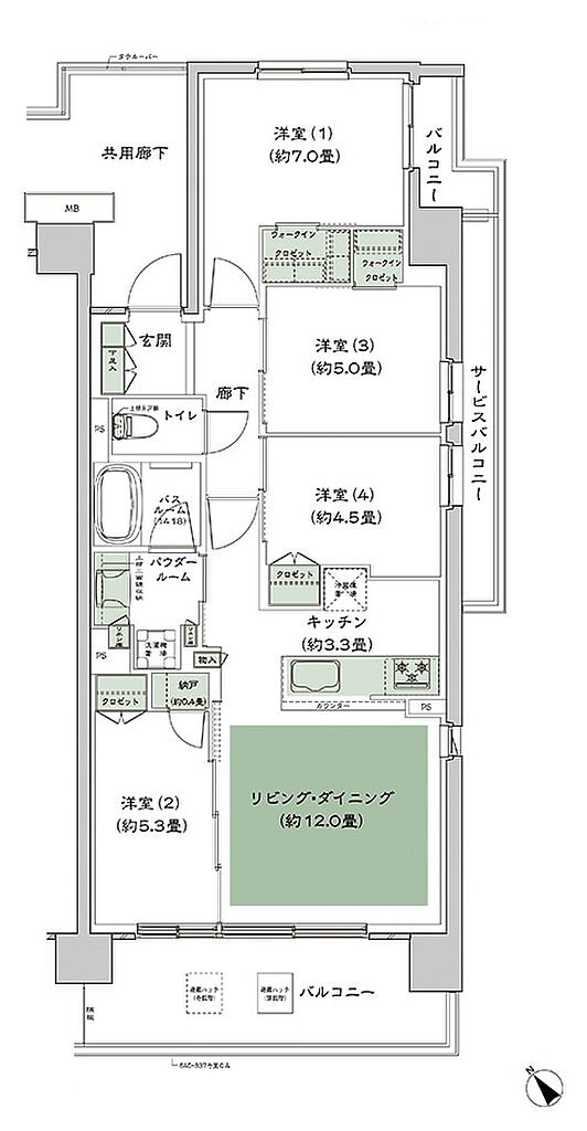シティテラス志木 間取り D-E'1