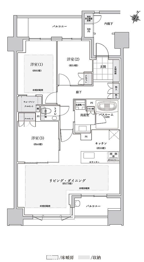 ザ・ライオンズ覚王山 間取り H2