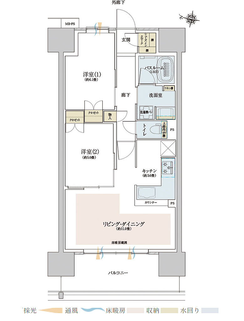 ザ・ライオンズ西九条 間取り F2