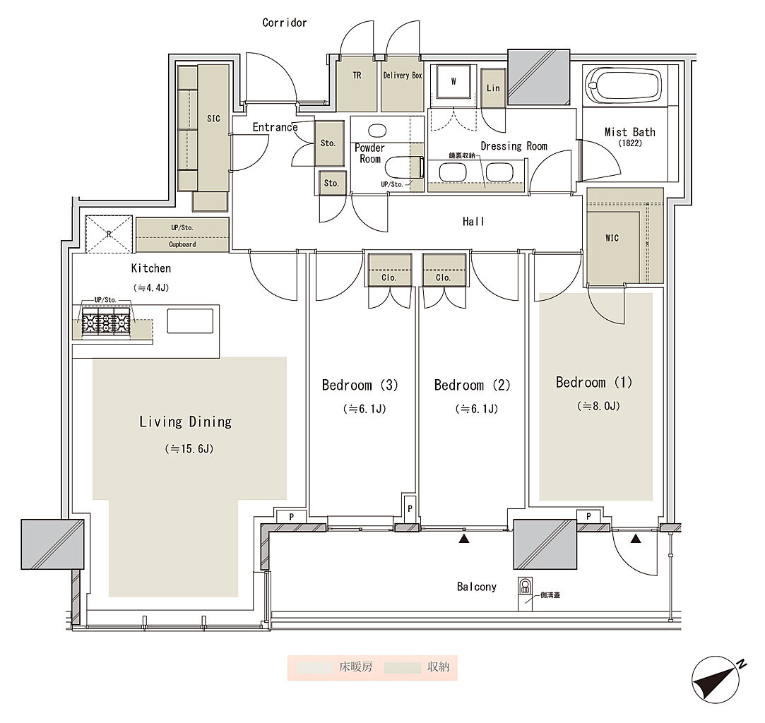 ブランズタワー横浜北仲 間取り 【PREMIUM CLASS】E100A