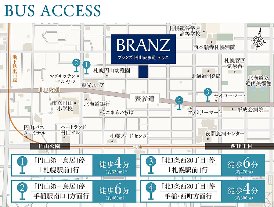 ブランズ円山表参道テラス：交通図