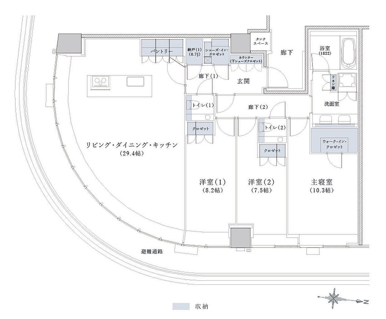 Brillia Tower 堂島 間取り E-126A